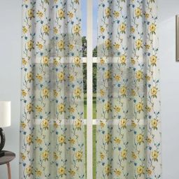 GM Indulgence Grey & Yellow Polyester 7 Ft. Single Door Sheer Curtain-picture-18