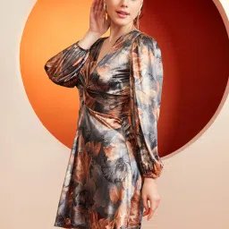 KASSUALLY Grey Printed A Line Dress image 3