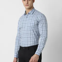 Van Heusen Blue Slim Fit Checks Shirt image 3