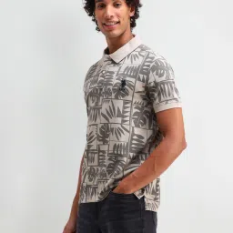 U.S. Polo Assn. Denim Co. Grey Cotton Slim Fit Printed Polo T-Shirt image 3