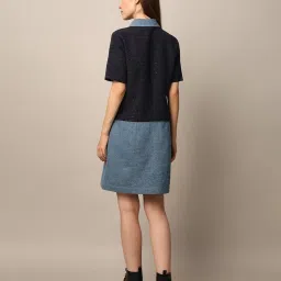 Only Blue Textured Shirt Dress image 3