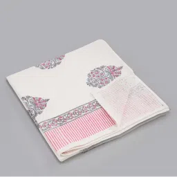 Peepul Tree White & Pink Cotton 400 GSM Bath Towels - Set of 2 image 3