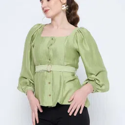 MADAME Green Plain Top image 3