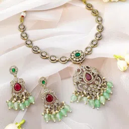 Rubans Multicolor Kundan Necklace & Earring Sets-picture-21