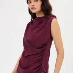 FEMMELLA Wine Cotton Solid Top image 3