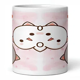 Mr UVD White & Pink Cartoon Characters Printed Matte Ceramic Mug 350 ml-picture-35