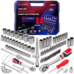 Yataforce 94 Pcs Socket Kit with Ratchet Wrenches Chrome Vanadium Steel 1/4 & 1/2 Inch (6.35 & 12.7 mm) Size Silver for Home, Garage & Auto Repairs Use-picture-12
