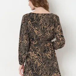 Vero Moda Black & Orange Printed A Line Dress image 3