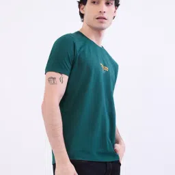 Spykar Botanical Green Cotton Poly Regular Graphic Print T-Shirt image 4