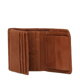 KOMPANERO Riley Cognac Leather Textured Bi-Fold Wallet image 3