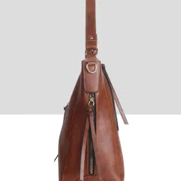 Yelloe Tan Solid Large Shoulder Handbag image 3