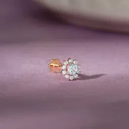 GIVA 18K Rose Gold Sunstar Lab Grown Diamond Nosepin for Women-image-35
