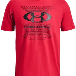Under Armour Red Cotton Regular Fit Printed Sports T-Shirt image 3