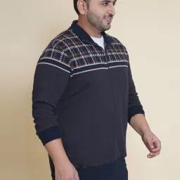 John Pride Navy Cotton Regular Fit Self Sweartshirt image 3