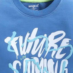 BISKID Boys Blue Cotton Printed Sweatshirt image 3