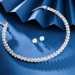 Yellow Chimes Rhodium-Plated Crystals-Studded Jewellery Set-picture-27