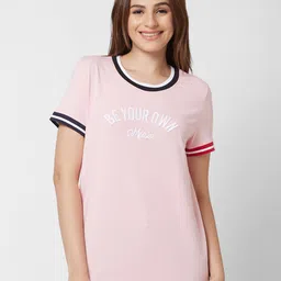 SPYKAR Women Pink Printed T-shirt-image-64