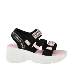 Shoetopia Kids Black & Pink Floater Sandals image 3