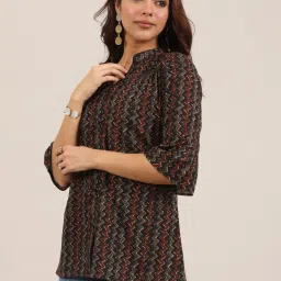 Libas Black Cotton Chevron Kurti image 3