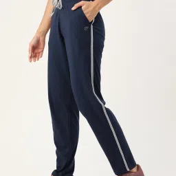 FEMEA Navy Cotton Blend Solid Trackpants image 3
