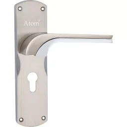 Atom Zinc Alloy Silver Door Handle Lock Set, O-46 C.Y. S/S O.S.K image 2