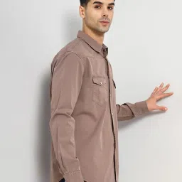 celio celio* Brown Regular Fit Cotton Shirt image 3