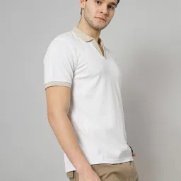 celio celio* White Regular Fit Self Design Cotton Polo T-Shirt image 3