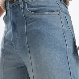 glitchez Men Urban Cool Wide Leg Mid-Rise Light Fade Panelling Slit Jeans image 2