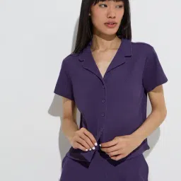 Superstar by Westside Purple Waffle-Textured Shirt-picture-36