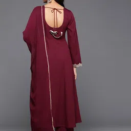 Varanga Embroidered Sequinned Crepe Anarkali Kurta With Trousers & Dupatta image 4