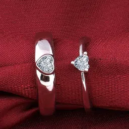 Ringzinnie Set Of 2 Couple Silver-Plated Stone-Studded Adjustable Finger Ring-image-51