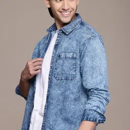 WROGN Pure Cotton Faded Denim Casual Shirt-image-40