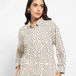 Akkriti By Pantaloons Off White & Black Cotton Regular Fit Printed Shirt-picture-15