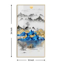 THE NEXT DECOR Gold-Colored & White Visual Ode To Nature Glass Finish Vertical Wall Art image 2