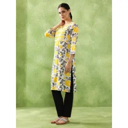 Jaipur Kurti Yellow Viscose Rayon Printed Kurti image 4