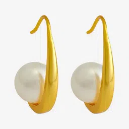 Kushal's Fashion Jewellery Pearl Gold Polished Silver Earring for Women-picture-44
