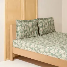 Westside Home Sage Leaf Printed King Bed Sheet Set-image-63