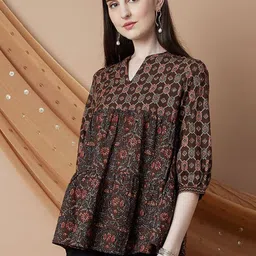 Melange by Lifestyle Mandarin Collar Printed Tunic image 4
