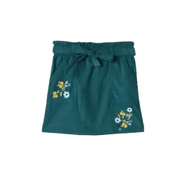 Blue Giraffe Girl Teal Embroidered Regular Fit Skirt-picture-30
