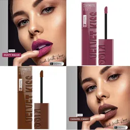 krayons Set Of 2 Velvet Kiss Liquid Lipstick - 3.5 ml Each - Dusty Mauve 04-Caramel Candy image 3