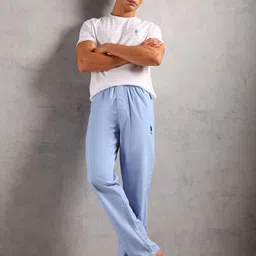 U.S. Polo Assn. Men Solid Pure Cotton Mid-Rise Lounge Pants image 1