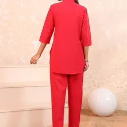 RANGRIKA Pure Cotton Collar-Neck Tunic With Trouser image 3