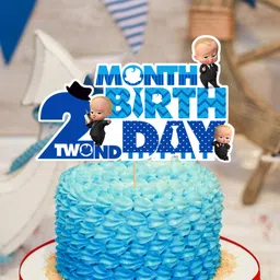 Zyozi Boss Baby 2nd Month Birthday Cake Topper for Baby Boy Blue-image-73