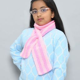 Funkrafts Handmade Striped Woollen Muffler With Keyhole -Pink-image-84