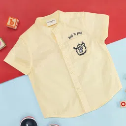 Pantaloons Baby Half Sleeves Monster Printed Shirt - Yellow-picture-17