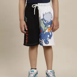 Kidsville Naruto Featuring Character Printed Shorts - Black & White-image-1