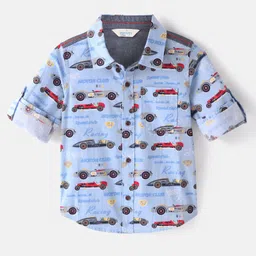 INFINITY Full Sleeves Vehicle Printed Shirt - Blue-image-30