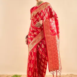 Sangria Ethnic Motifs Woven Design Zari Banarasi Saree image 2