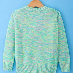 Wingsfield Full Sleeves Striped TypographyTextured Pullover - Green image 2