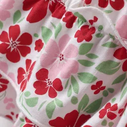 Babyhug Single Jersey Knit Sleeveless Frock With Floral Print - White image 3